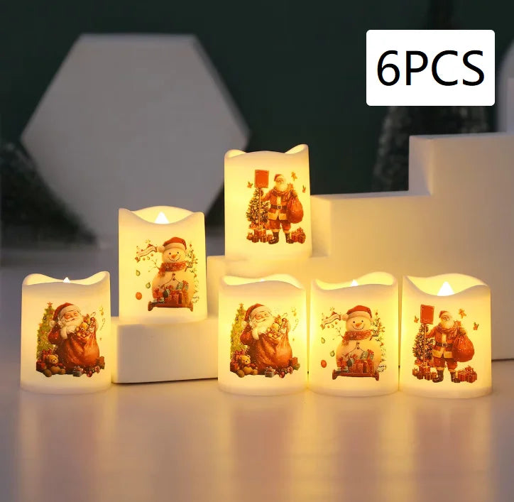 🕯️🎅 Velas LED Navideñas 4PCS – Flameless, Efecto Parpadeo & Proyección Santa Claus | Decoración Hogareña 2025/2026 ✨
