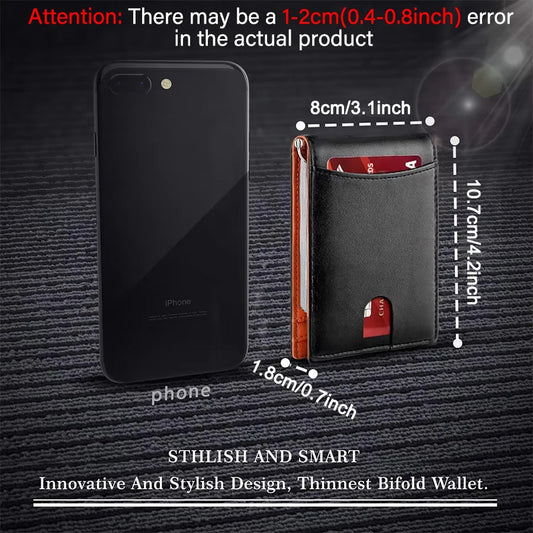Cartera Slim de Cuero Sintético con Clip para Dinero y Bloqueo RFID