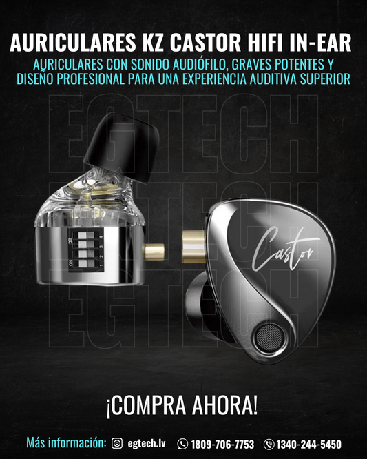 Auriculares KZ Castor HiFi In-Ear con Doble Driver Dinámico y Sonido Personalizable