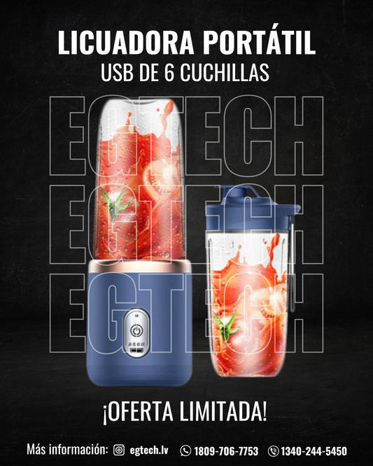 Licuadora Portátil USB de 6 Cuchillas | Mini Blender Personal para Frutas