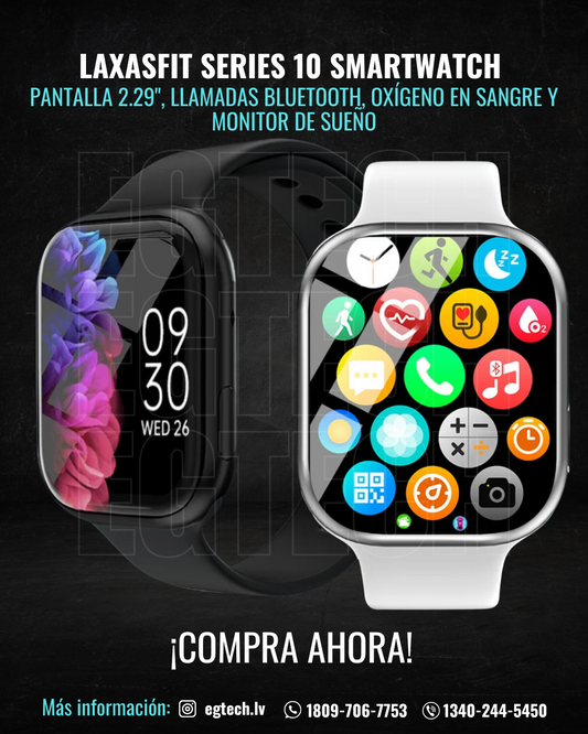 🆕 LAXASFIT Series 10 Smartwatch 📞 | Pantalla 2.29", Llamadas Bluetooth, Oxígeno en Sangre y Monitor de Sueño