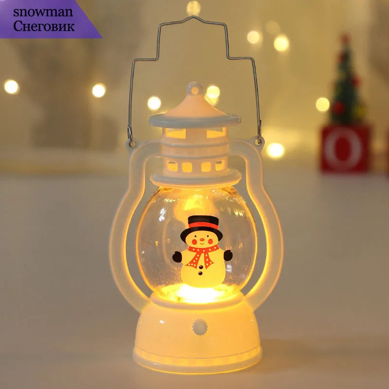 🎄✨ Linterna LED Navideña Portátil Santa & Snowman – Decoración Navidad Año Nuevo | Luz Nocturna con Batería 🕯️🦌
