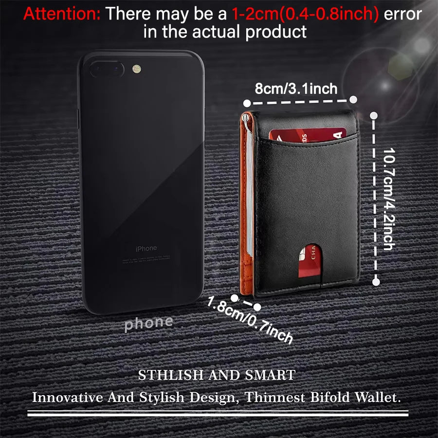 Cartera Slim de Cuero Sintético con Clip para Dinero y Bloqueo RFID