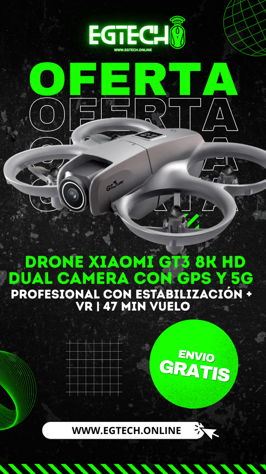🚁🔥 Drone Xiaomi GT3 8K HD Dual Camera con GPS y 5G | Profesional con Estabilización + VR | 47 min vuelo 🛰️📸