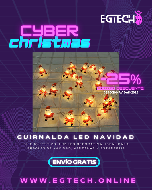 🎅✨ Guirnalda LED Navidad Santa & Snowman – Decoración Festiva para Hogar y Árbol 2025/2026 🌟