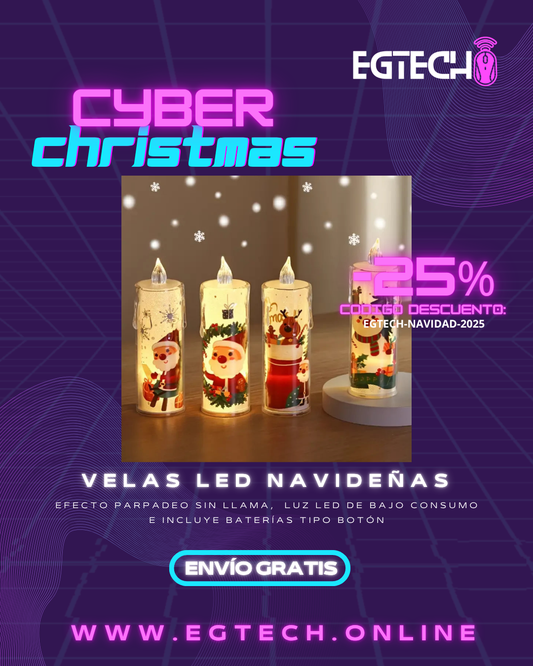 🕯️🎅 Velas LED Navideñas 4PCS – Flameless, Efecto Parpadeo & Proyección Santa Claus | Decoración Hogareña 2025/2026 ✨